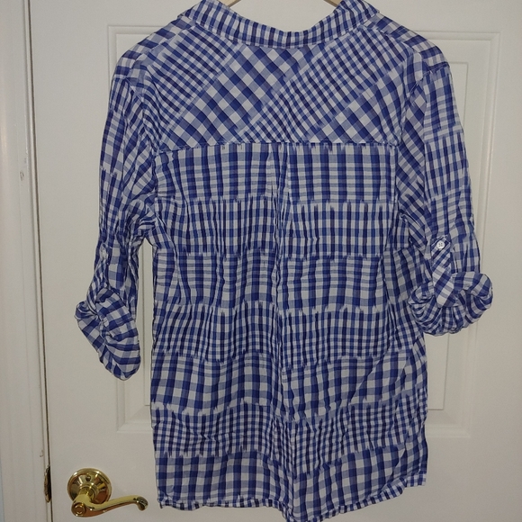 EUC Tommy Bahama Blue & White Ikat Me Not Long Sleeve Popover Blouse – Size M - Picture 9 of 10